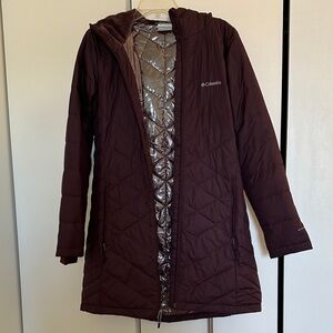 Columbia Women's Long Quilted Jacket - Maroon Cranberry